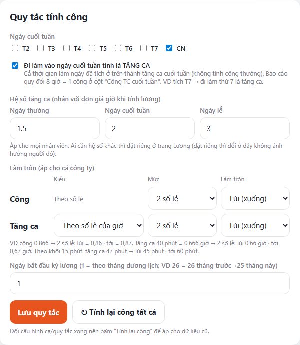 Quy tắc tính công